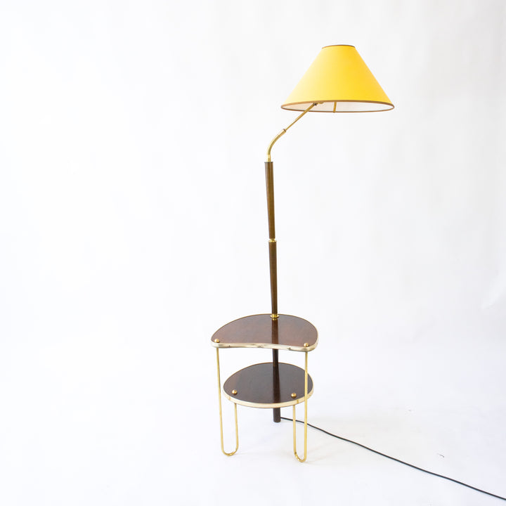 Stehlampe mit integriertem Beistelltisch aus den 1950er Jahren, Detailansicht schwenkbarer Lampenschirm, Vorderseite