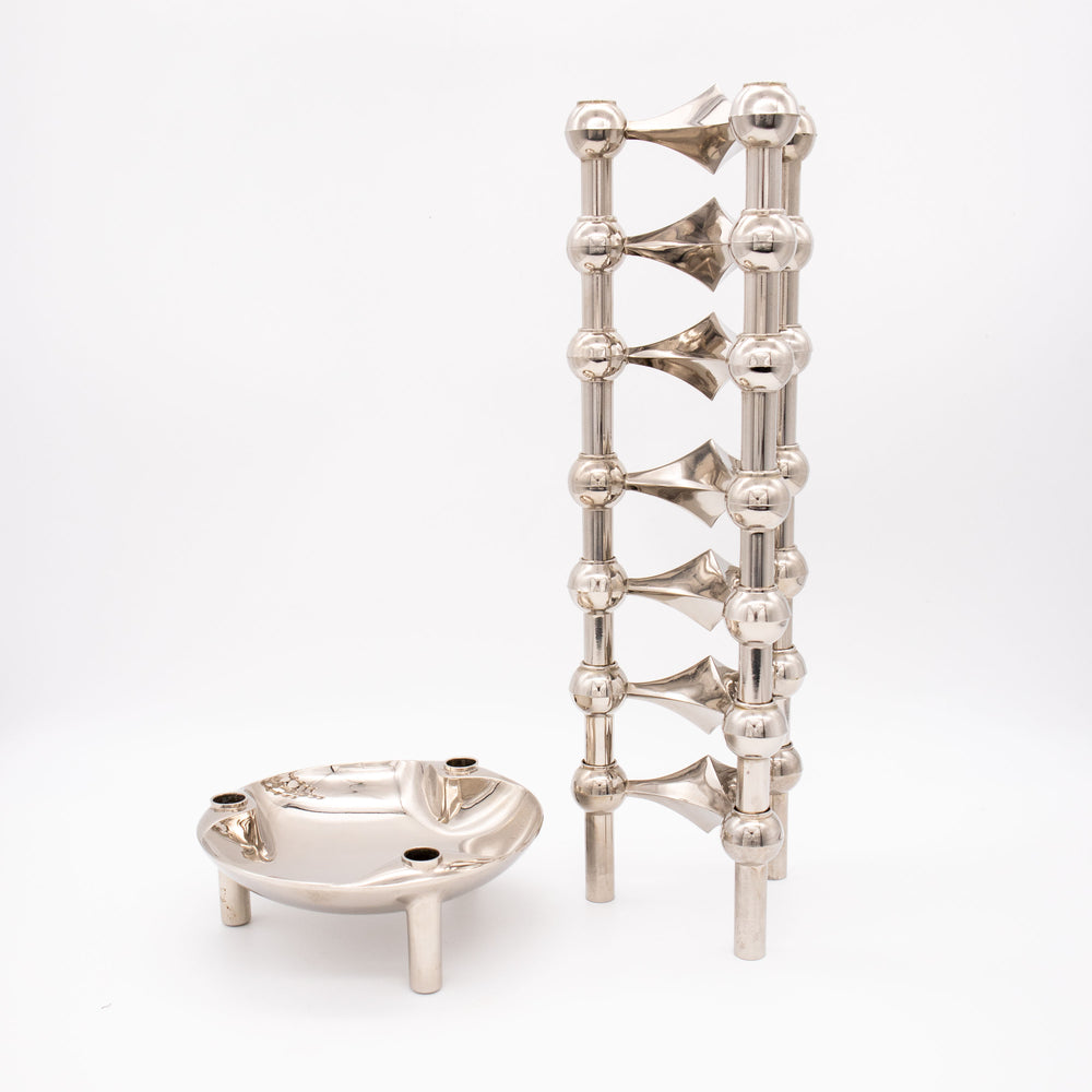 Stoff Nagel Kerzenhalter und Schalen Set, Elemente gestapelt