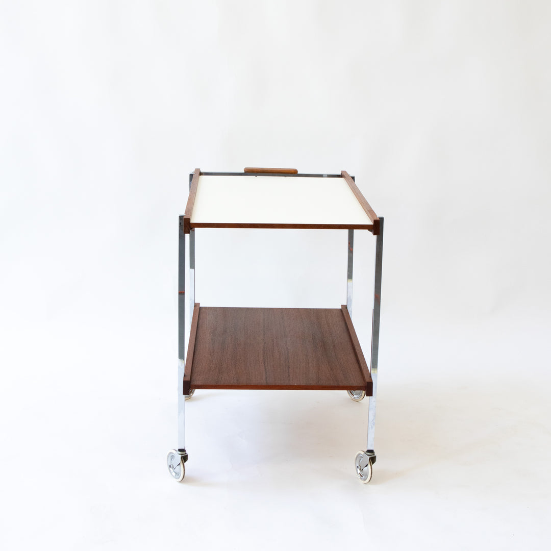 Teak und Chrom Servierwagen, 1960er