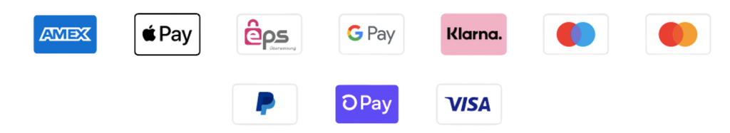 Zahlungsmöglichkeiten bei Tandlas: AMEX, Google Pay, EPS Überweisung, Apple Pay, Klarna, Maestro, Mastercard, Paypal, Shoppay, Visa 