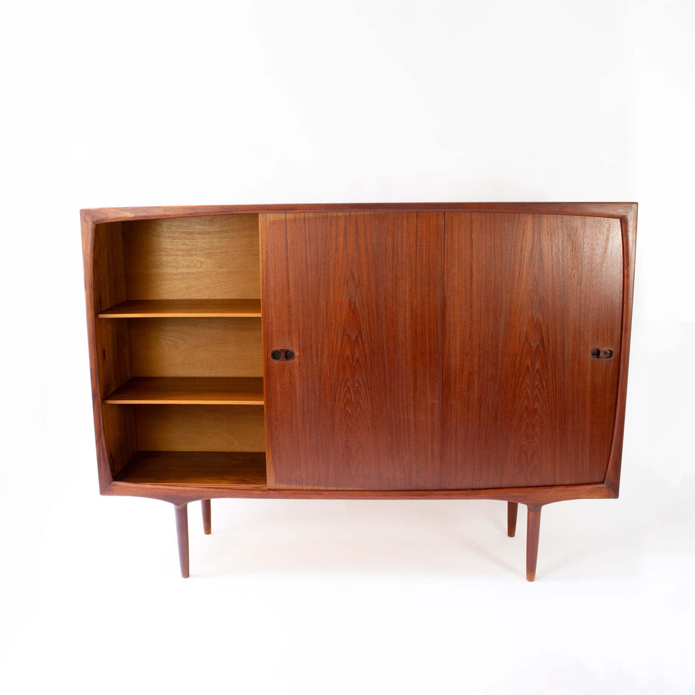 Teak Highboard von Harry Østergaard für Randers, Linke Seite geöffnet