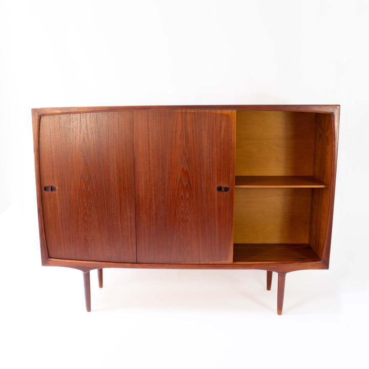 Teak Highboard von Harry Østergaard für Randers, rechte Seite geöffnet