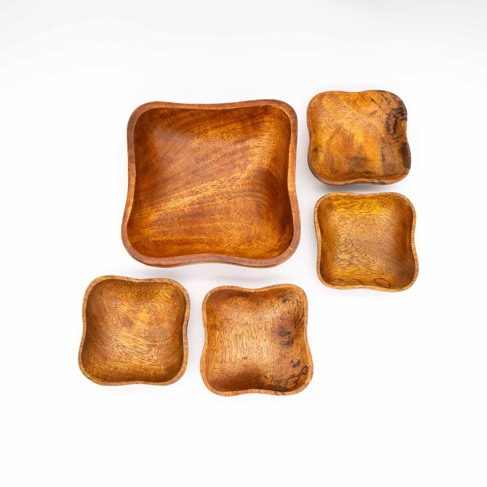 Teakholz Schalen Set, Vogelperspektive