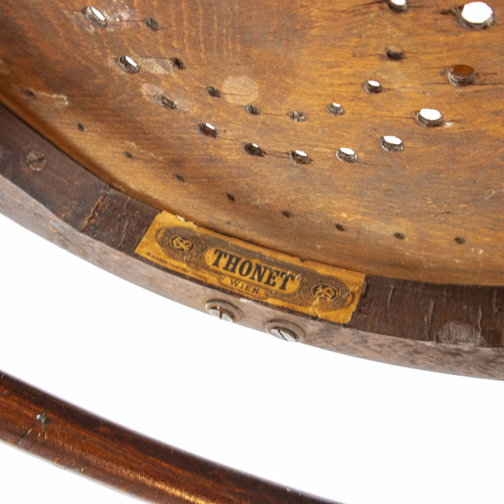 Thonet Armlehnstuhl Nr. 14, Detailansicht, Etikett