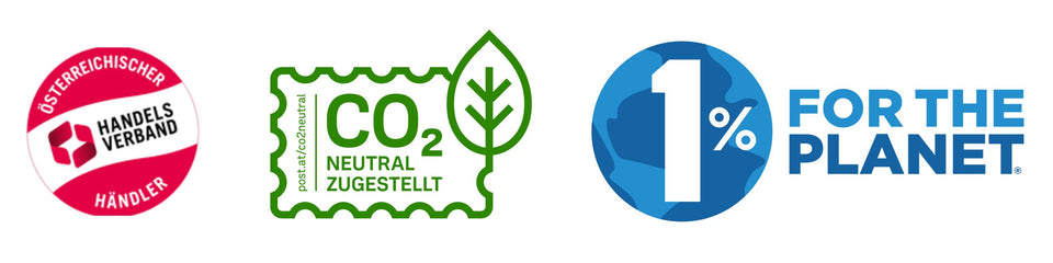 Tandlas Gütesiegel: Gütesiegel des österreichischen Handelsverbandes, der Post: Co2 Neutral und von 1 % for the Planet.