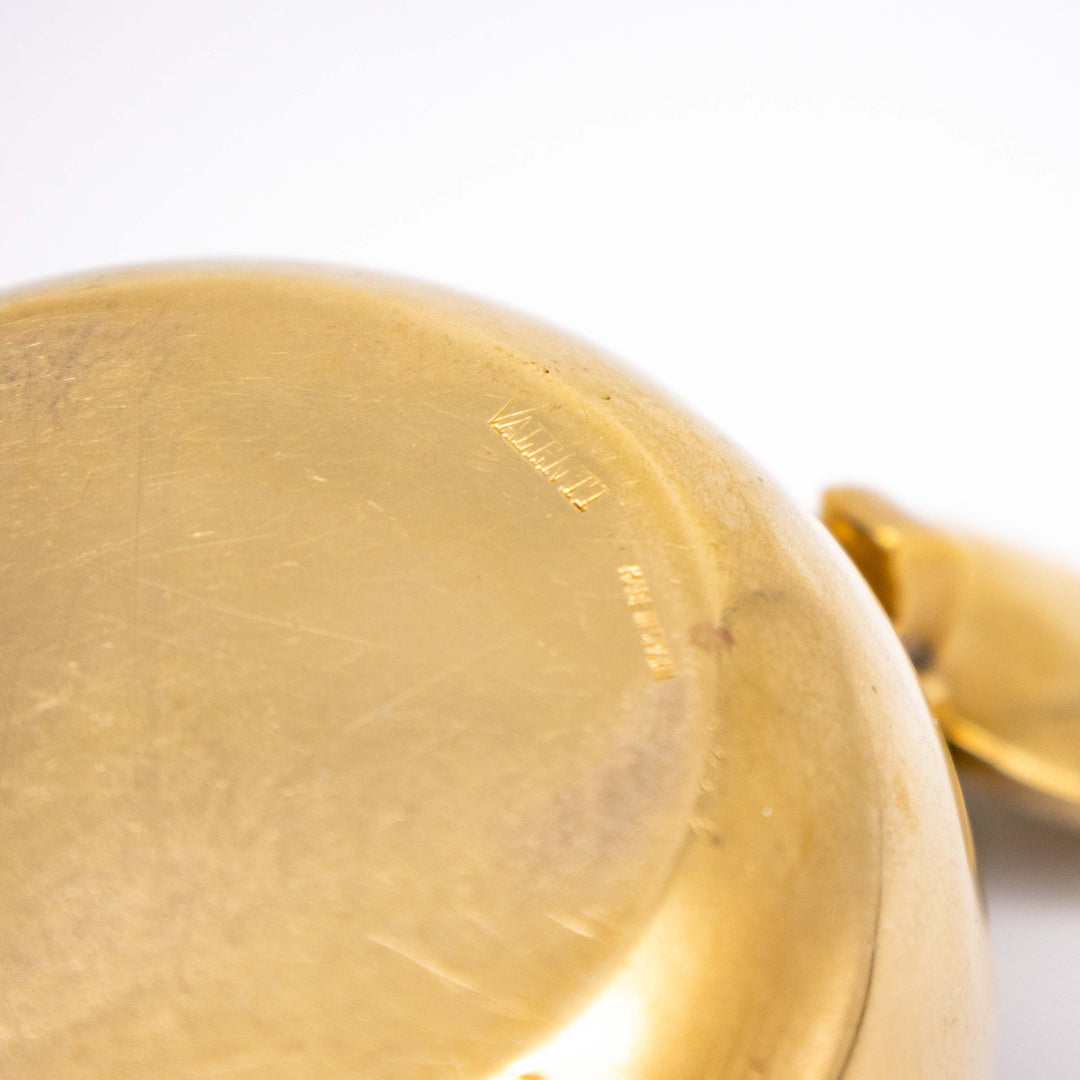 Valenti Kugel-Aschenbecher aus Messing, Signatur