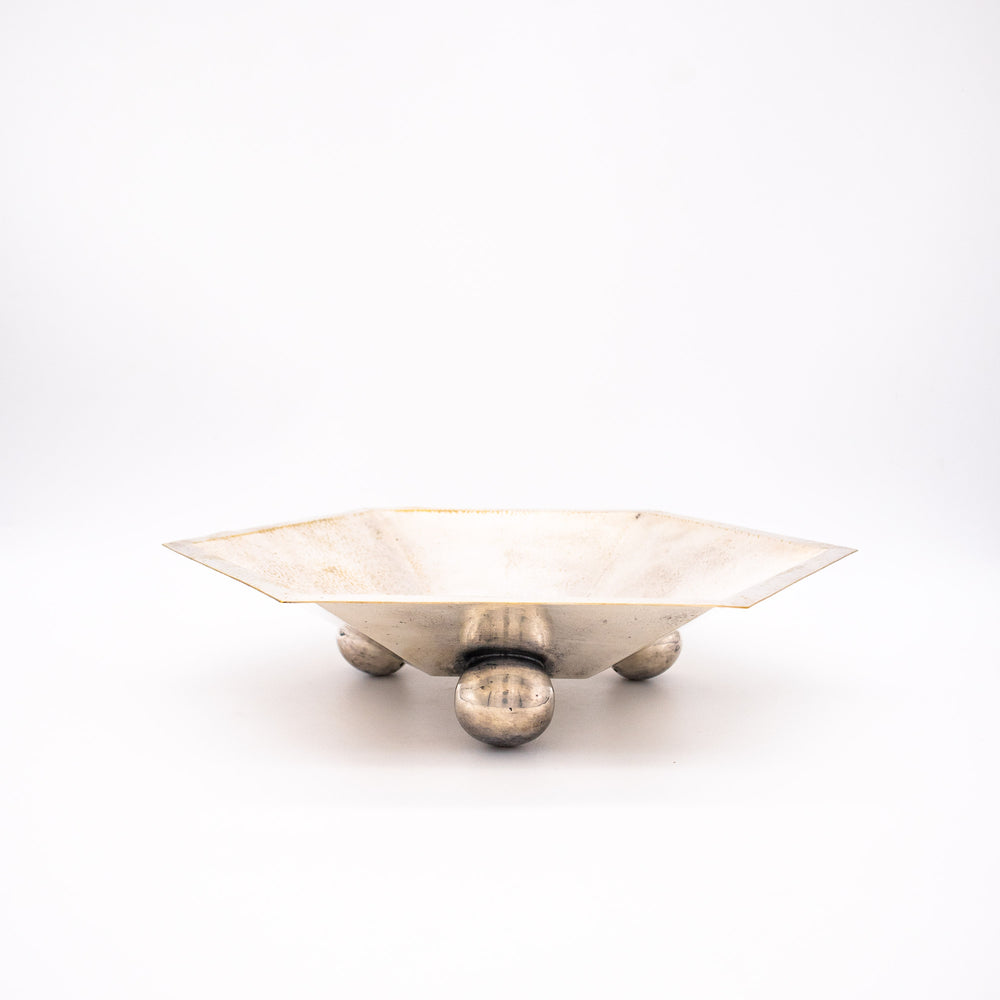 Versilberte Art Deco Schale von Argentor, Seitenansicht links