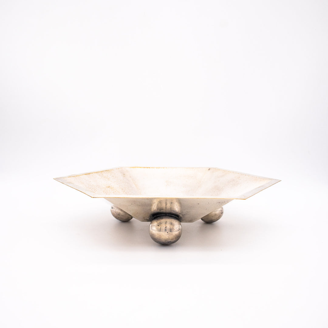 Versilberte Art Deco Schale von Argentor, Seitenansicht links