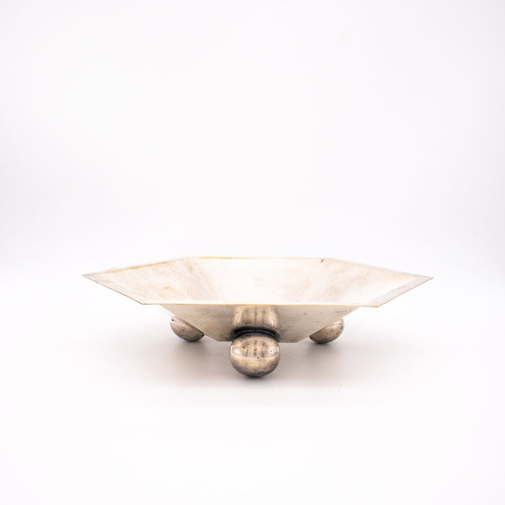 Versilberte Art Deco Schale von Argentor, Seitenansicht links