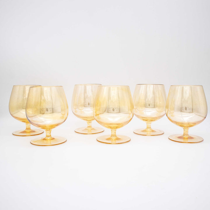 Vintage 6 Stk. Lüstrierte Whiskeyschwenker, Vorderseite