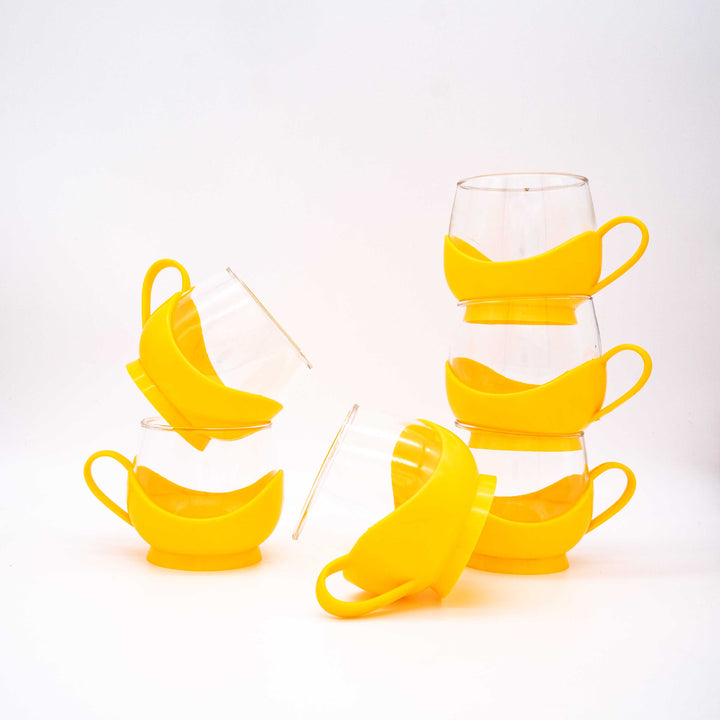 Vintage 6er Set Space Age Tassen von Melitta, arrangiert