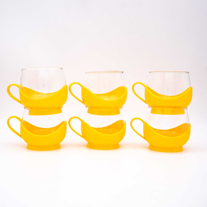 Vintage 6er Set Space Age Tassen von Melitta, auf einander stehend