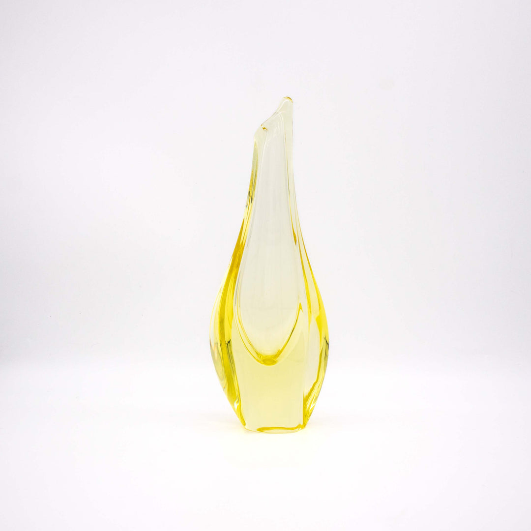 Vintage Gelbe Vase von Miroslav Klinger für Zelezny Brod, Rückseite