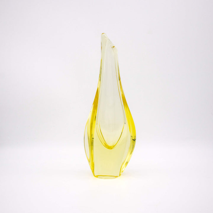 Vintage Gelbe Vase von Miroslav Klinger für Zelezny Brod, Vorderseite