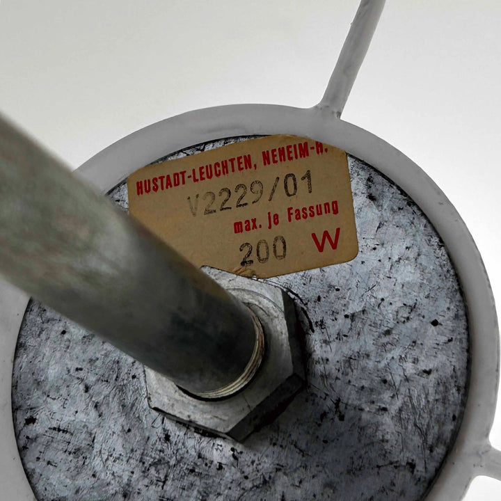 Vintage Hustadt Space Age Bodenlampe mit Keramikfuß, Detailansicht Label
