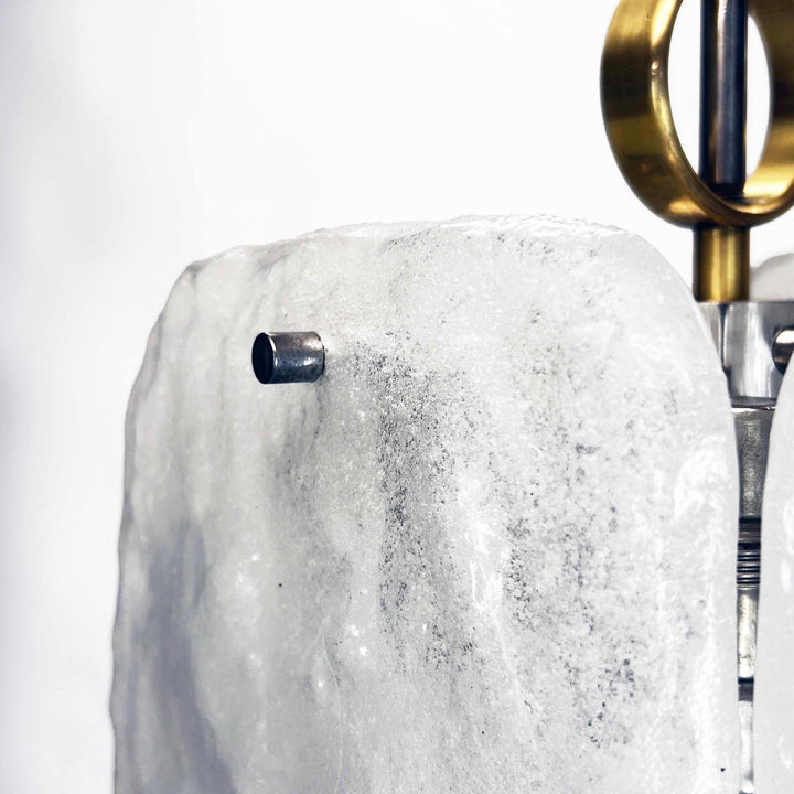 Vintage J.T. Kalmar Eisglasluster "Dürnstein",  Detailansicht Aufhängung Glas