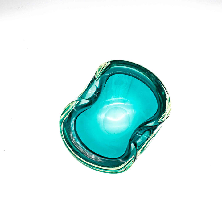 Vintage Petrol Aschenbecher aus Muranoglas, Vogelperspektive