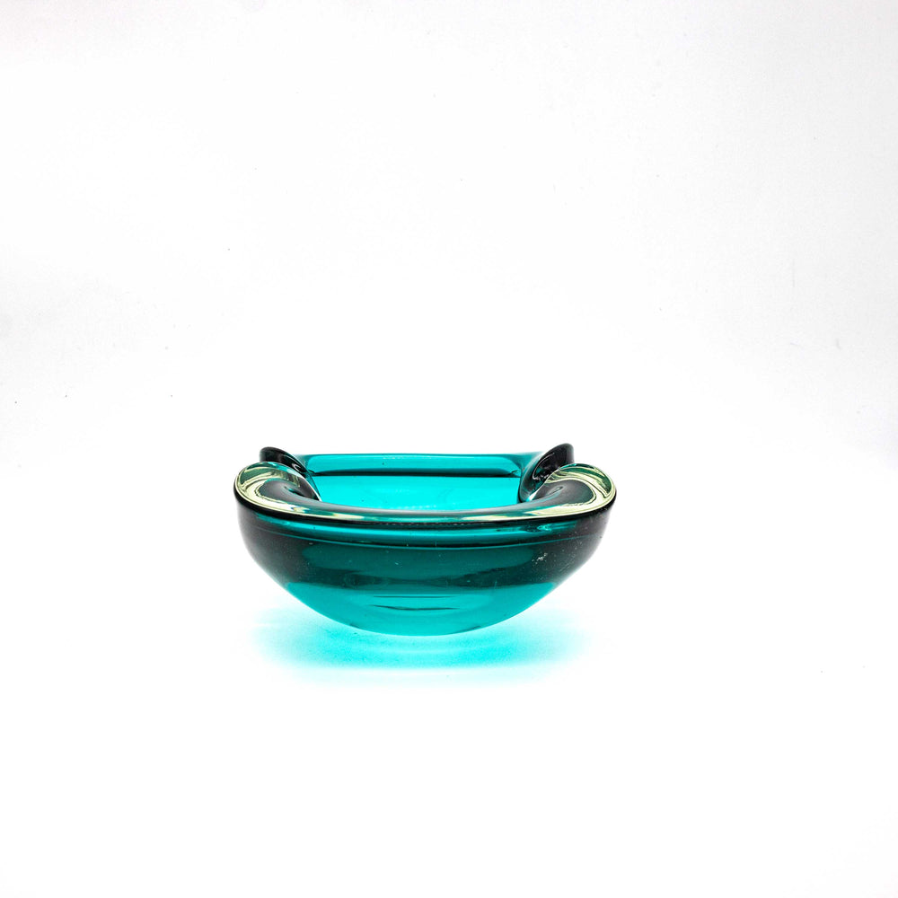 Vintage Petrol Aschenbecher aus Muranoglas, Vorderseite