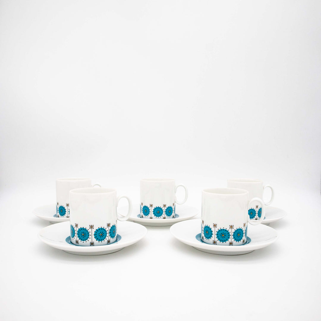 Vintage Porzellan Kaffeeservice Medaillon Smaragd von Thomas, Tassen