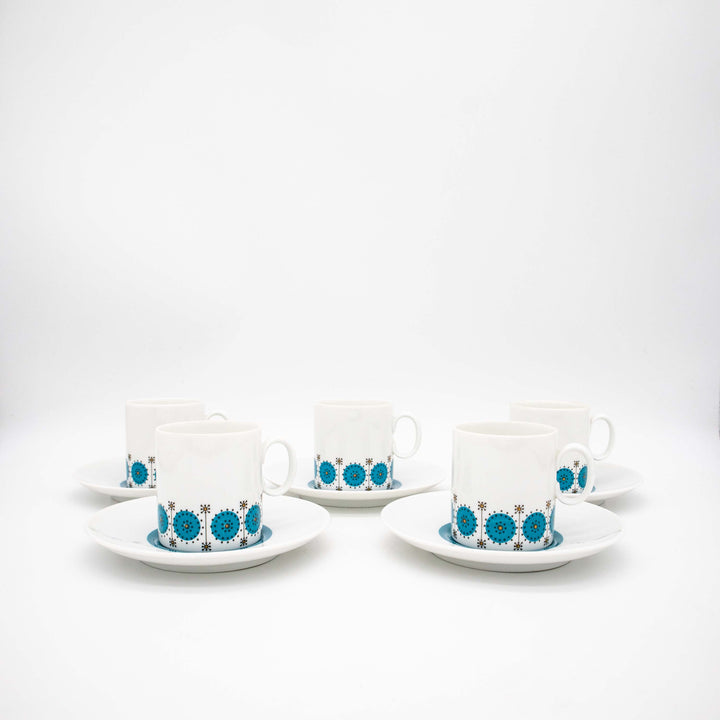 Vintage Porzellan Kaffeeservice Medaillon Smaragd von Thomas, Tassen