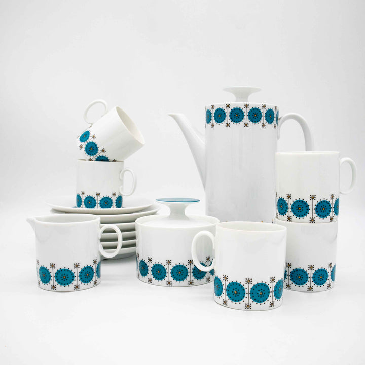 Vintage Porzellan Kaffeeservice Medaillon Smaragd von Thomas, arrangiert
