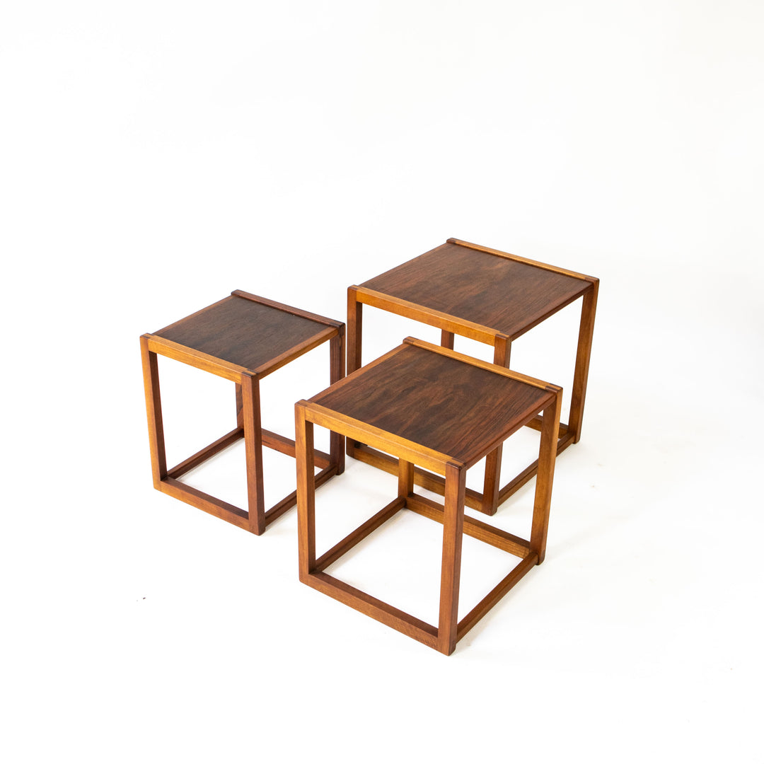 Vintage Satztische "Modell 375" von Børge Mogensen für Fredericia, 3 Tische nebeneinander