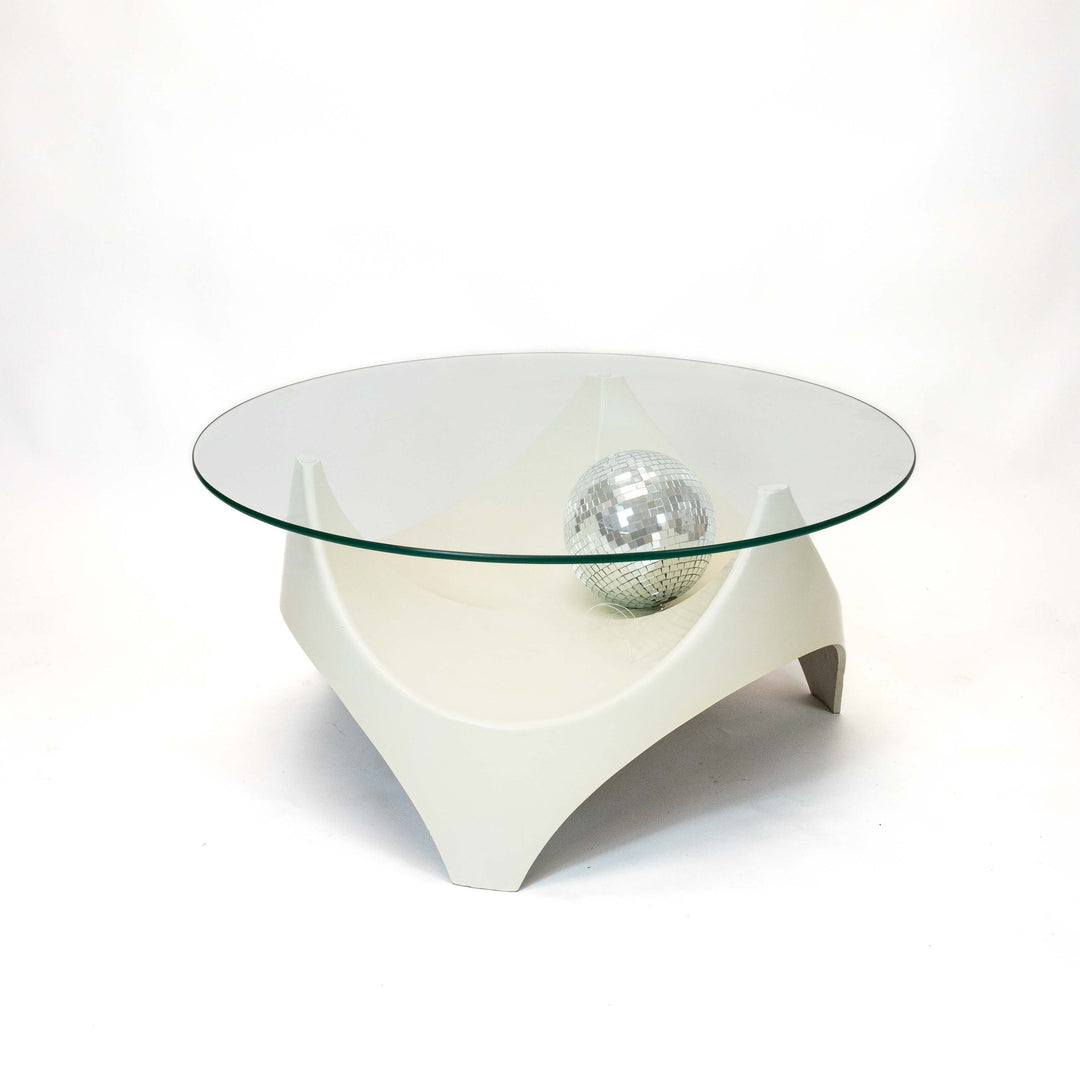 Vintage Space Age Couchtisch von Opal, Vorderseite mit Discokugel