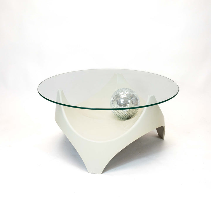 Vintage Space Age Couchtisch von Opal, Vorderseite mit Discokugel