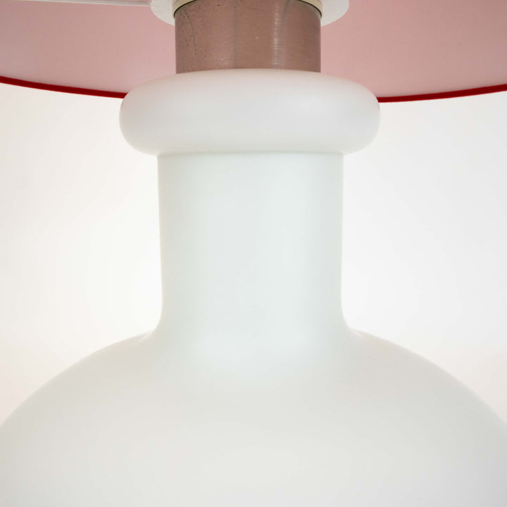 Vintage Space Age Standlampe von Peill & Putzler mit beleuchtetem Sockel, Detailansicht Hals Glas