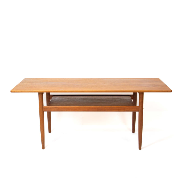 Vintage Teak Couchtisch im Stile von Grete Jalk, Rückseite