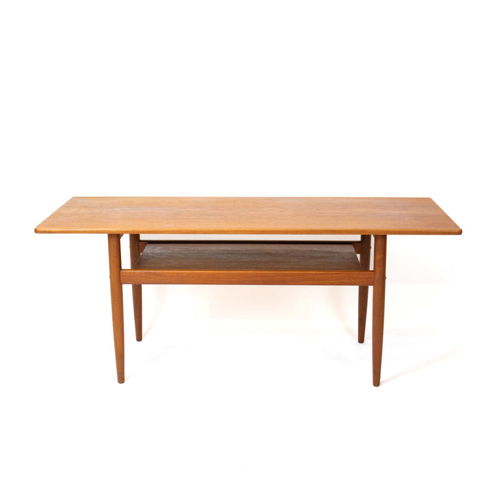Vintage Teak Couchtisch im Stile von Grete Jalk, Vorderseite