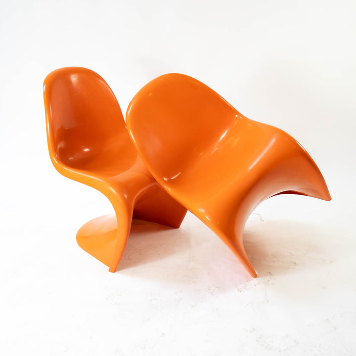 Orange "S-Chair" pair by Verner Panthon 