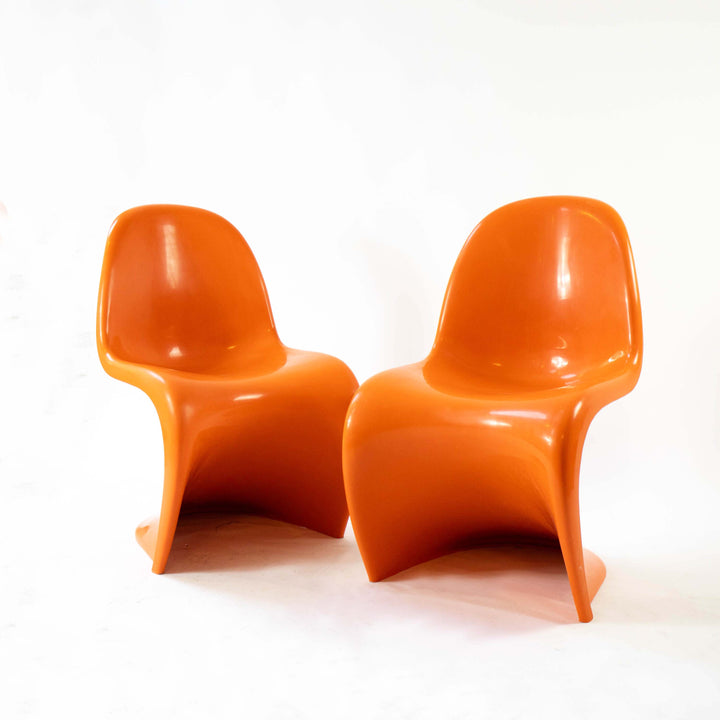 Orange "S-Chair" pair by Verner Panthon 