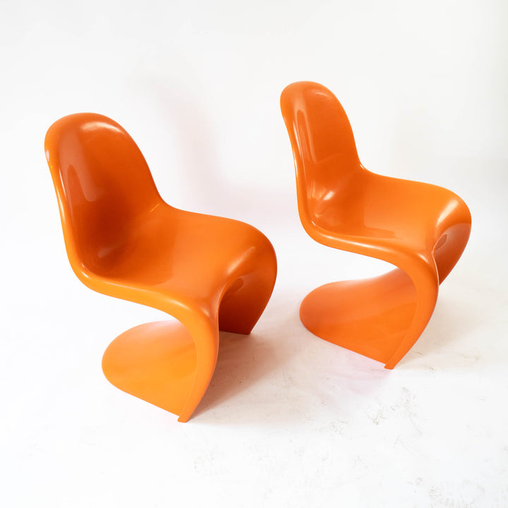 Orange "S-Chair" pair by Verner Panthon 