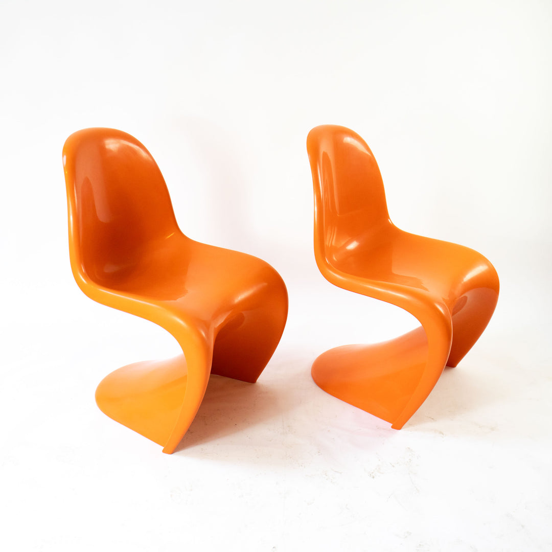 Orange "S-Chair" pair by Verner Panthon 