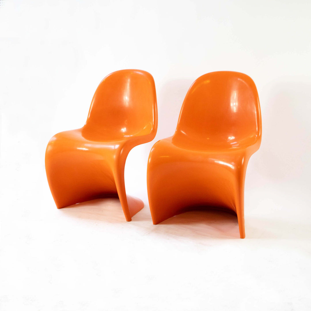Orange "S-Chair" pair by Verner Panthon 