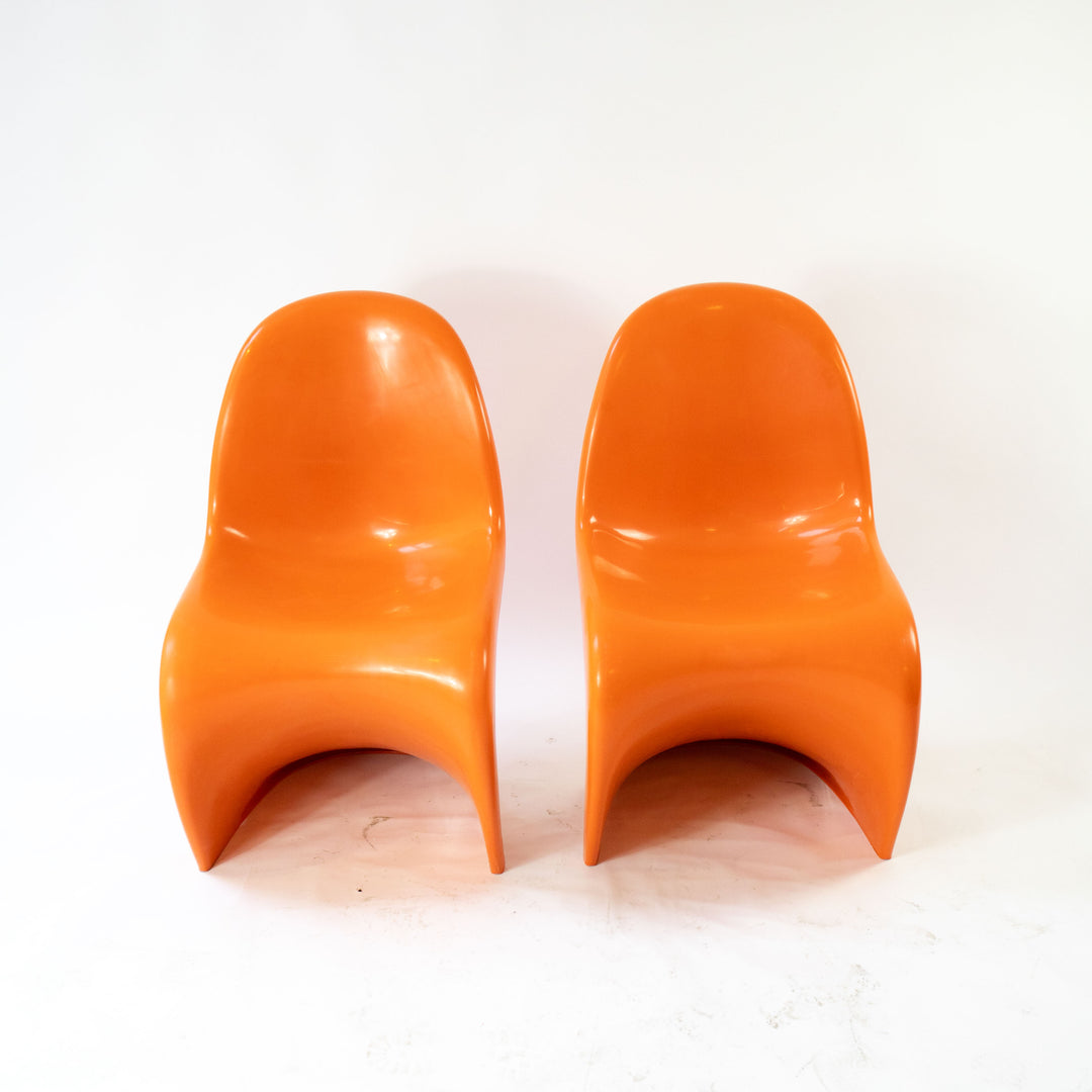 Orange "S-Chair" pair by Verner Panthon 