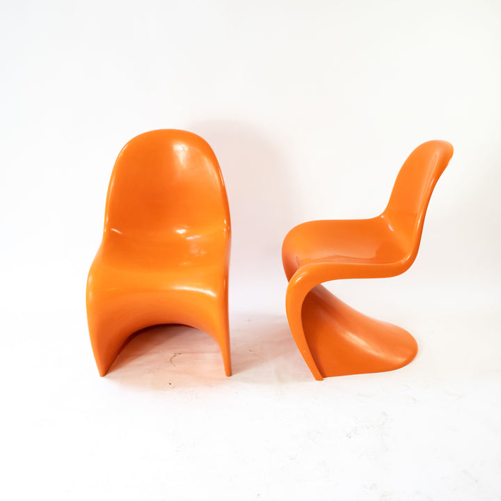 Orange "S-Chair" pair by Verner Panthon 