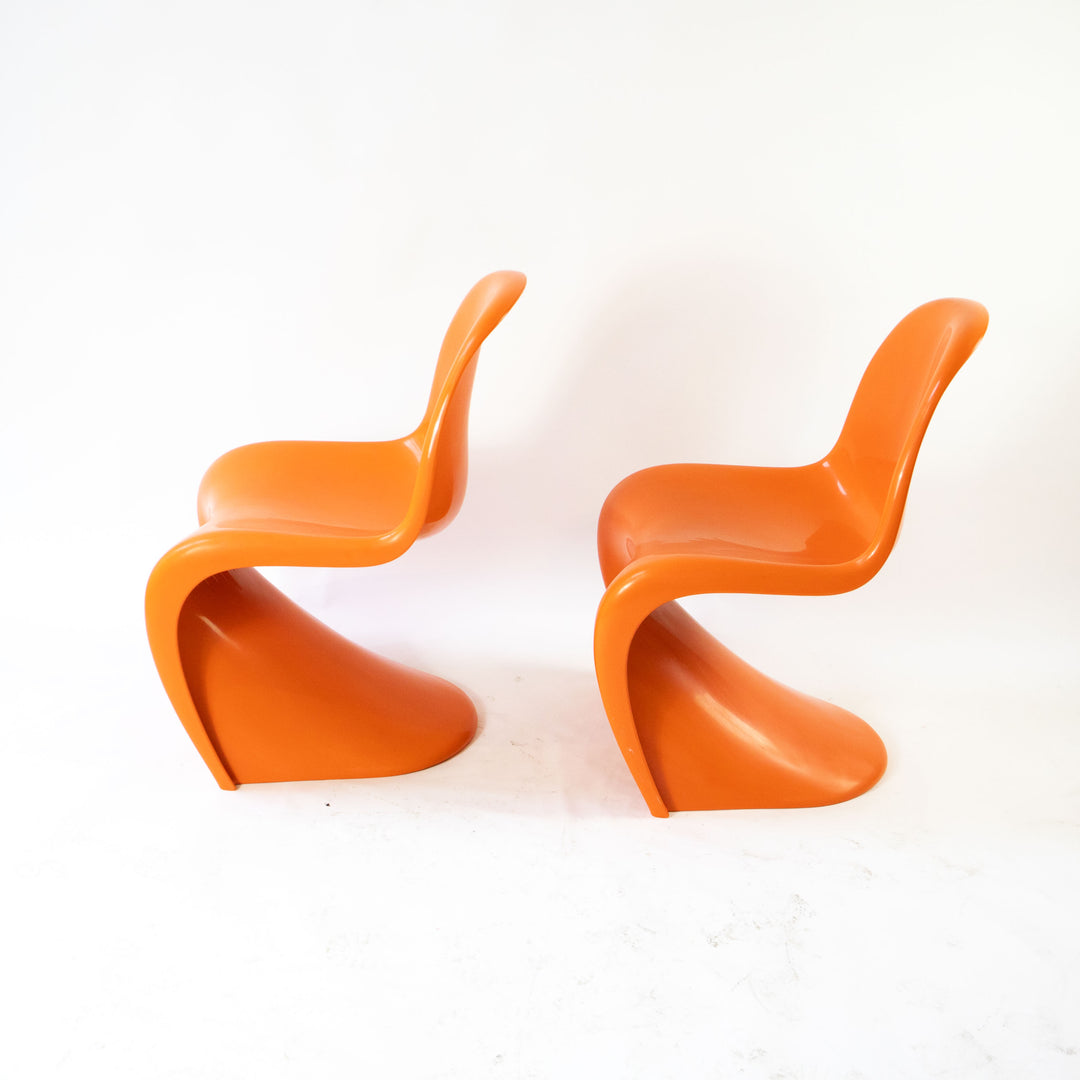 Orange "S-Chair" pair by Verner Panthon 