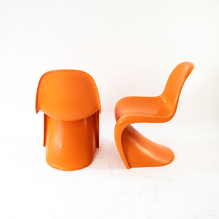Orange "S-Chair" pair by Verner Panthon 