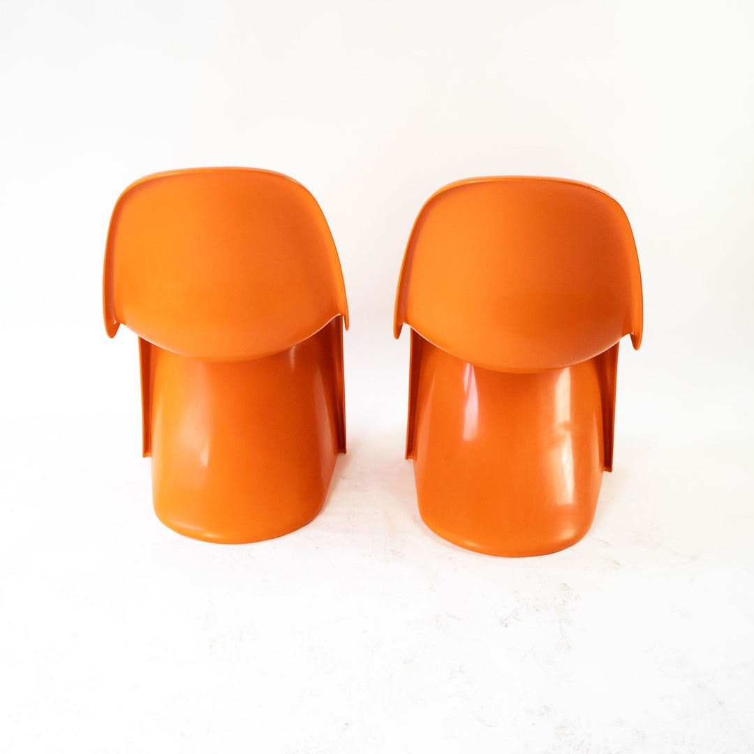 Orange "S-Chair" pair by Verner Panthon 