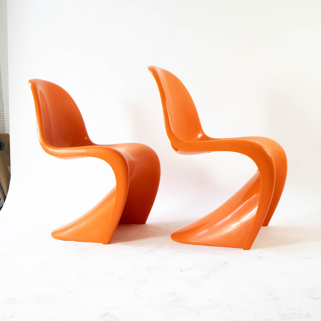 Orange "S-Chair" pair by Verner Panthon 