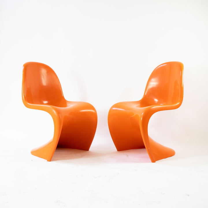 Orange "S-Chair" pair by Verner Panthon 