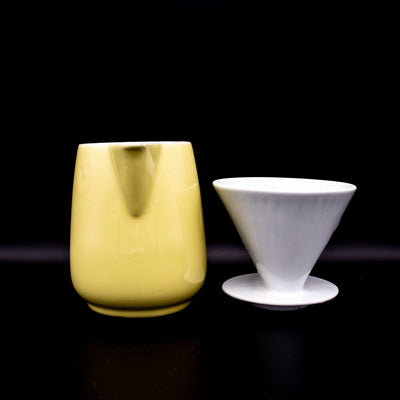 Gelbe Melitta Kaffeekanne Minden und Filter 102