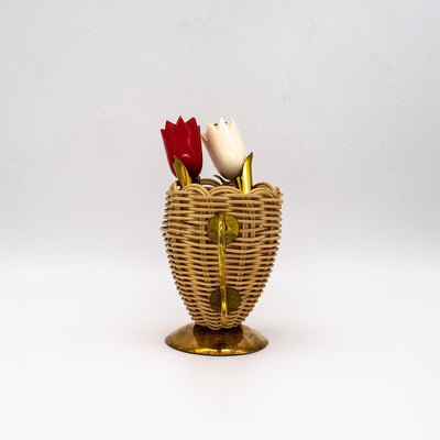 Salz und Pfeffer Streuer in Blumenform im Körbchen, Rückseite
