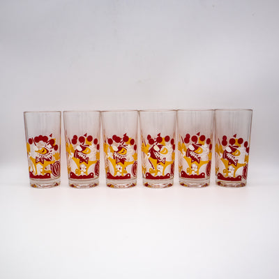 Saftgläser Set mit Clownmotiven, nebeneinander, Rückseite