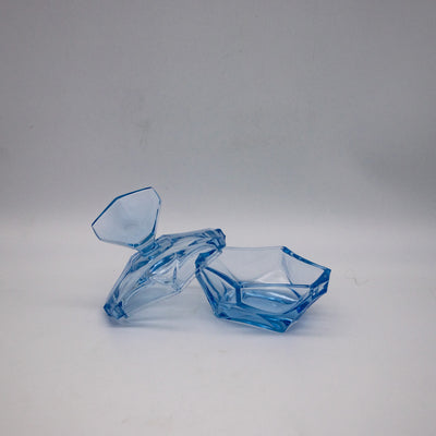 Blaue Bonboniere aus Glas, mit abgenommenen Deckel