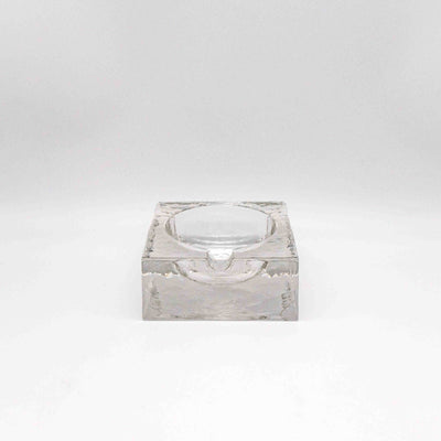 Quadratischer Aschenbecher aus Eisglas, Vorderseite