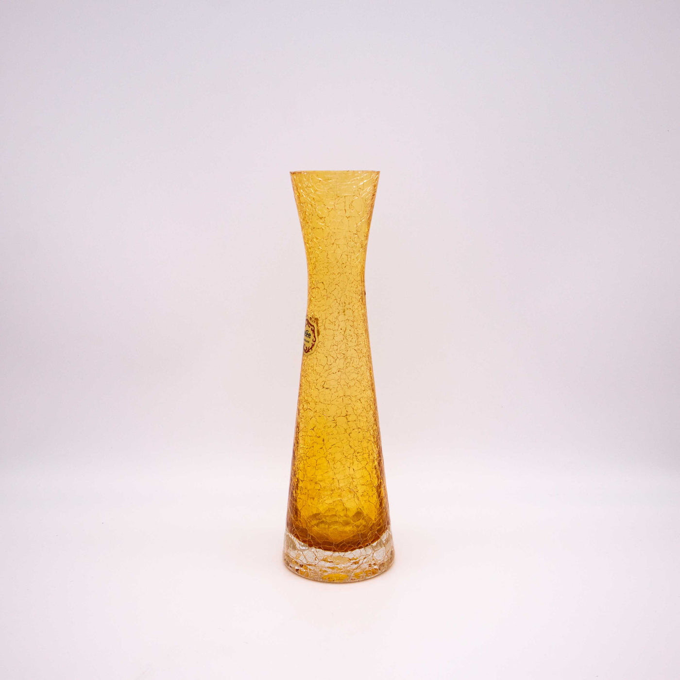 Gelbe Craquelé Vase von Ingrid Glas, Seitenansicht links