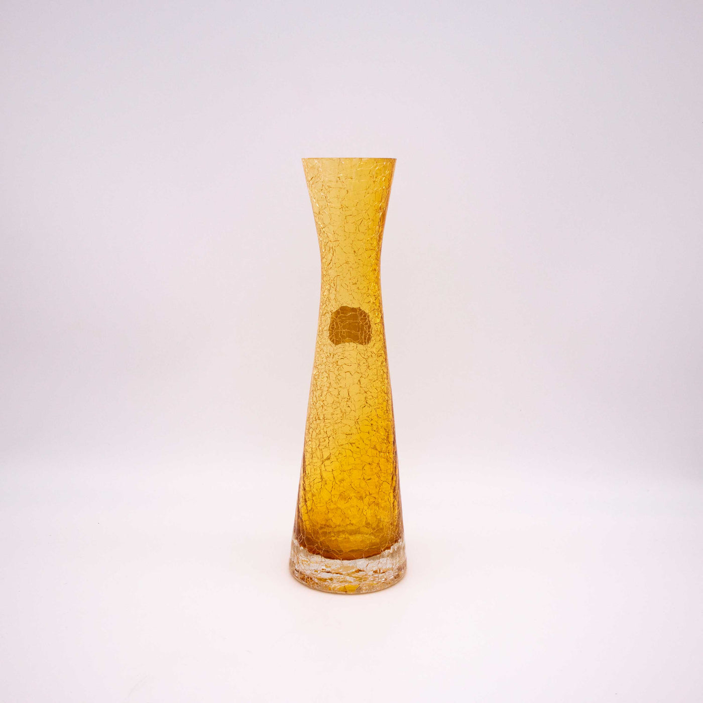 Gelbe Craquelé Vase von Ingrid Glas, Rückseite